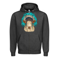 Charcoal Heather charolais indian headdress Zipper Hoodie - JahusDesignShop