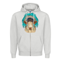 Dove Grey charolais indian headdress Zipper Hoodie - JahusDesignShop