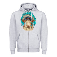 Heather Grey charolais indian headdress Zipper Hoodie - JahusDesignShop