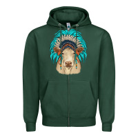 Sports Green charolais indian headdress Zipper Hoodie - JahusDesignShop