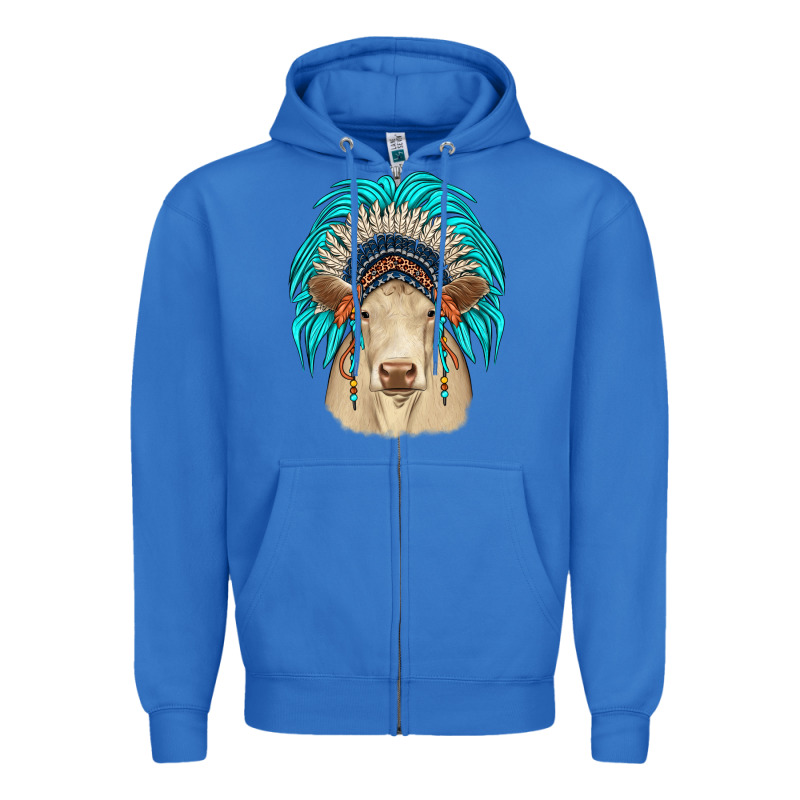 Charolais Indian Headdress Zipper Hoodie by JahusDesignShop | Teevron
