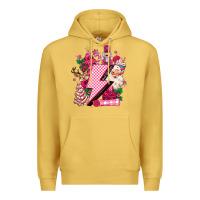 Antique Gold pink christmas lightning bolt Premium Hoodie - MaliasSmallBusiness