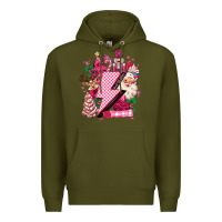 Army Green pink christmas lightning bolt Premium Hoodie - MaliasSmallBusiness