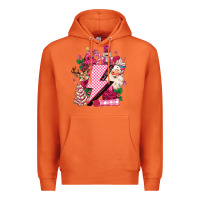 Carrot pink christmas lightning bolt Premium Hoodie - MaliasSmallBusiness