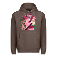 Coffee pink christmas lightning bolt Premium Hoodie - MaliasSmallBusiness