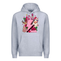 Heather Grey pink christmas lightning bolt Premium Hoodie - MaliasSmallBusiness