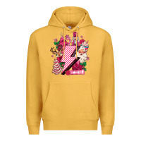 Mustard pink christmas lightning bolt Premium Hoodie - MaliasSmallBusiness