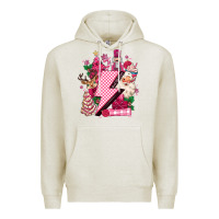 Oatmeal Heather pink christmas lightning bolt Premium Hoodie - MaliasSmallBusiness