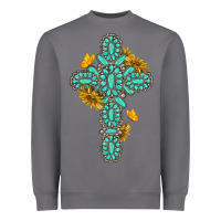 Storm gemstone cross with sunflowers and butterflies Heavyweight Sweatshirt - texasbilliewilder