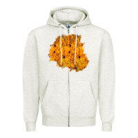 Oatmeal Heather halloween patch Zipper Hoodie - BundleAndBundleShop