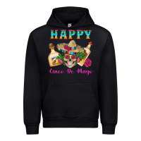 Black Happy Cinco De Mayo Mexican Skull Tequila Bottle Roses Cactus Urban Hoodie - Artiststas