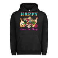 Pigment Black Happy Cinco De Mayo Mexican Skull Tequila Bottle Roses Cactus Urban Hoodie - Artiststas