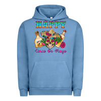 Pigment Pebble Blue Happy Cinco De Mayo Mexican Skull Tequila Bottle Roses Cactus Urban Hoodie - Artiststas