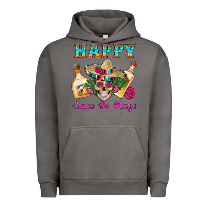 Happy Cinco De Mayo Mexican Skull Tequila Bottle Roses Cactus Urban Hoodie by Artiststas | Teevron