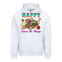 White Happy Cinco De Mayo Mexican Skull Tequila Bottle Roses Cactus Urban Hoodie - Artiststas
