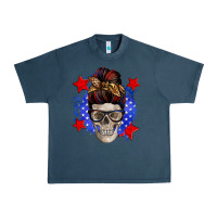 Midnight Navy American mom skull Urban Heavy Tee - Zillion Design Studio