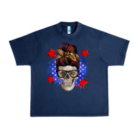 Navy American mom skull Urban Heavy Tee - Zillion Design Studio