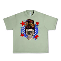 Oil Green American mom skull Urban Heavy Tee - Zillion Design Studio