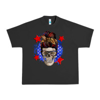 Pigment Black American mom skull Urban Heavy Tee - Zillion Design Studio