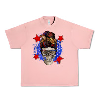 Salmon American mom skull Urban Heavy Tee - Zillion Design Studio