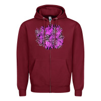 Burgundy halloween patch Zipper Hoodie - BundleAndBundleShop