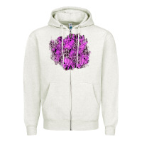 Oatmeal Heather halloween patch Zipper Hoodie - BundleAndBundleShop