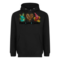 Black peace love rooster Heavyweight Hoodie - BarkalooDesign