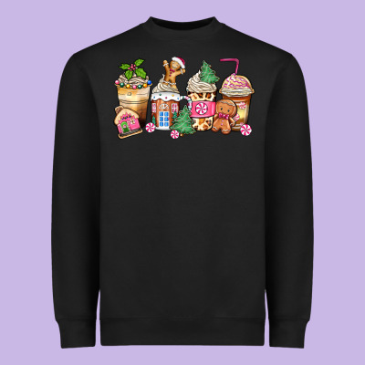 Pink Gingerbread Coffee Cups Heavyweight Sweatshirt Designed By Zillion Design Studio