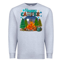 Heather Grey happy camper Premium Sweatshirt - MaliasSmallBusiness