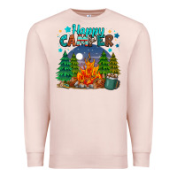 Pale Pink happy camper Premium Sweatshirt - MaliasSmallBusiness