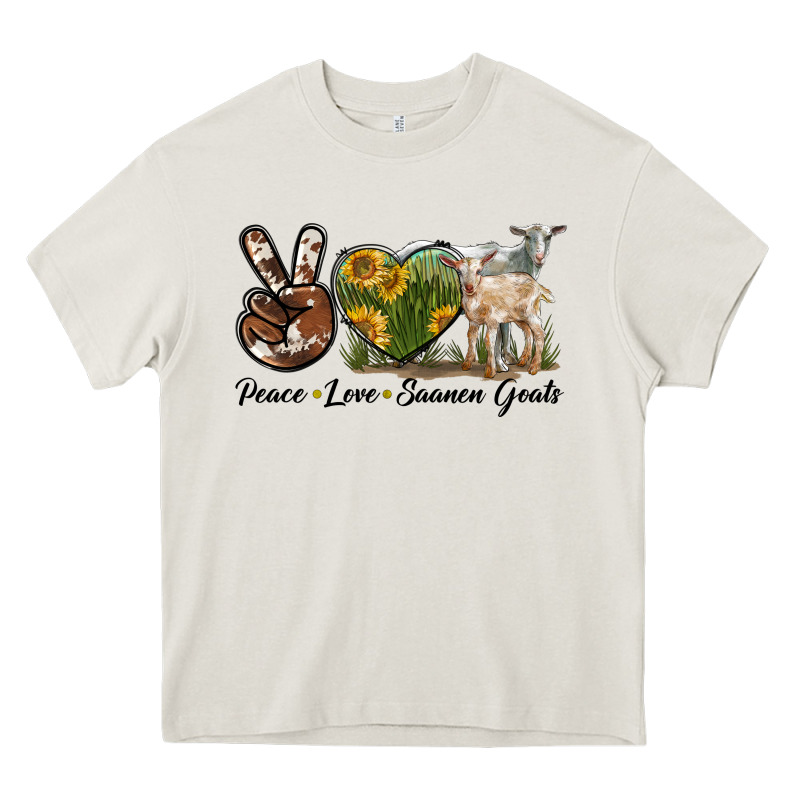 Peace Love Saanen Goats Heavy Core Tee by LillyAllenDesigns | Teevron