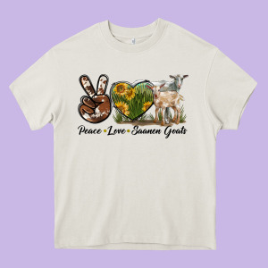 Peace Love Saanen Goats Heavy Core Tee Designed By Lillyallendesigns