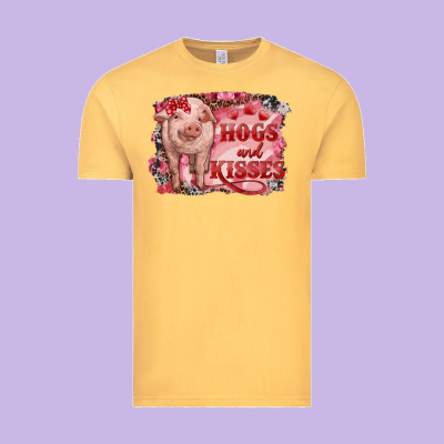 Valentine's Day Pig Hogs And Kisses Vintage Tee Designed By Ranaportraitstore