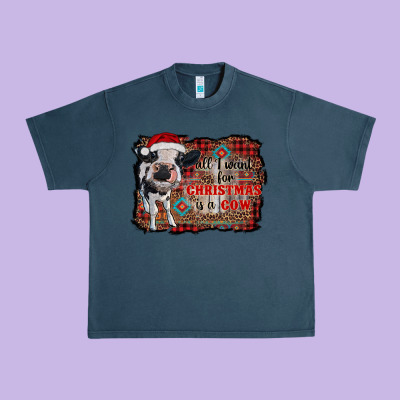 All I Want For Christmas Is A Cow Aztec Urban Heavy Tee Designed By Ranaportraitstore