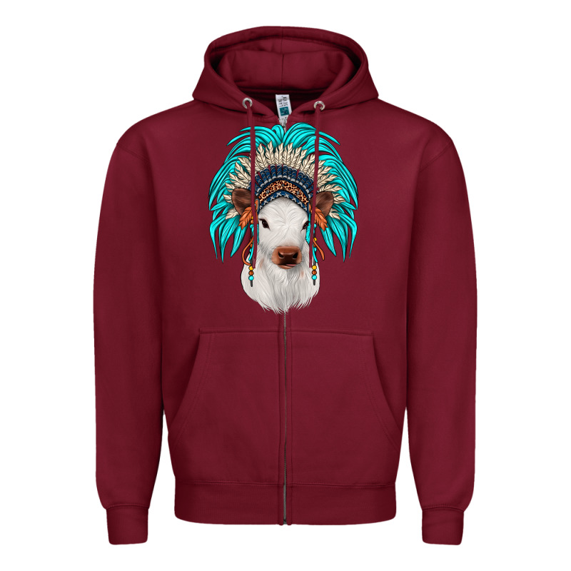 Calf Indian Headdress Zipper Hoodie by JahusDesignShop | Teevron