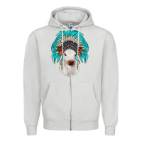 Dove Grey calf indian headdress Zipper Hoodie - JahusDesignShop