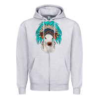 Heather Grey calf indian headdress Zipper Hoodie - JahusDesignShop