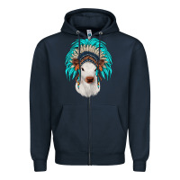 Navy calf indian headdress Zipper Hoodie - JahusDesignShop