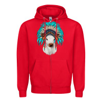Red calf indian headdress Zipper Hoodie - JahusDesignShop