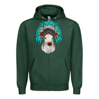 Sports Green calf indian headdress Zipper Hoodie - JahusDesignShop
