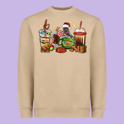 Heavyweight Sweatshirt Christmas coffee cups with Pitbull