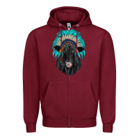 Burgundy black angus indian headdress Zipper Hoodie - JahusDesignShop