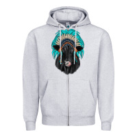 Heather Grey black angus indian headdress Zipper Hoodie - JahusDesignShop