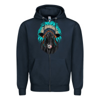Navy black angus indian headdress Zipper Hoodie - JahusDesignShop