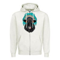 Oatmeal Heather black angus indian headdress Zipper Hoodie - JahusDesignShop