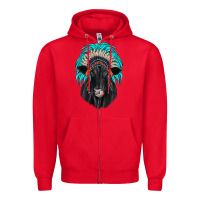 Red black angus indian headdress Zipper Hoodie - JahusDesignShop
