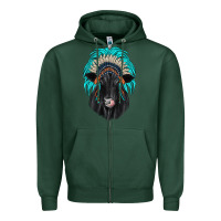 Sports Green black angus indian headdress Zipper Hoodie - JahusDesignShop