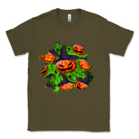 Army Green halloween pumpkin patch Classic Tee - BundleAndBundleShop