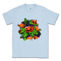 Dusty Blue halloween pumpkin patch Classic Tee - BundleAndBundleShop