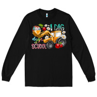 Black i dig 100 days of school Long Sleeve Tee - RacoonDesign